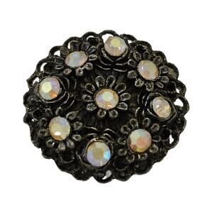 Vintage Aurora Borealis Filigree Brooch with Austrian Crystals